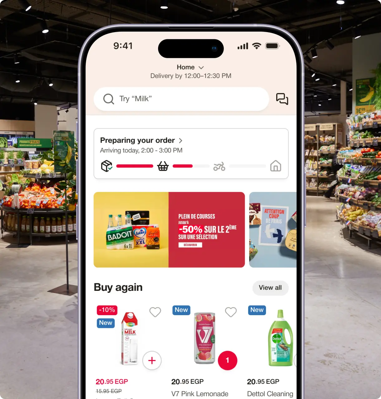 Monoprix app home screen